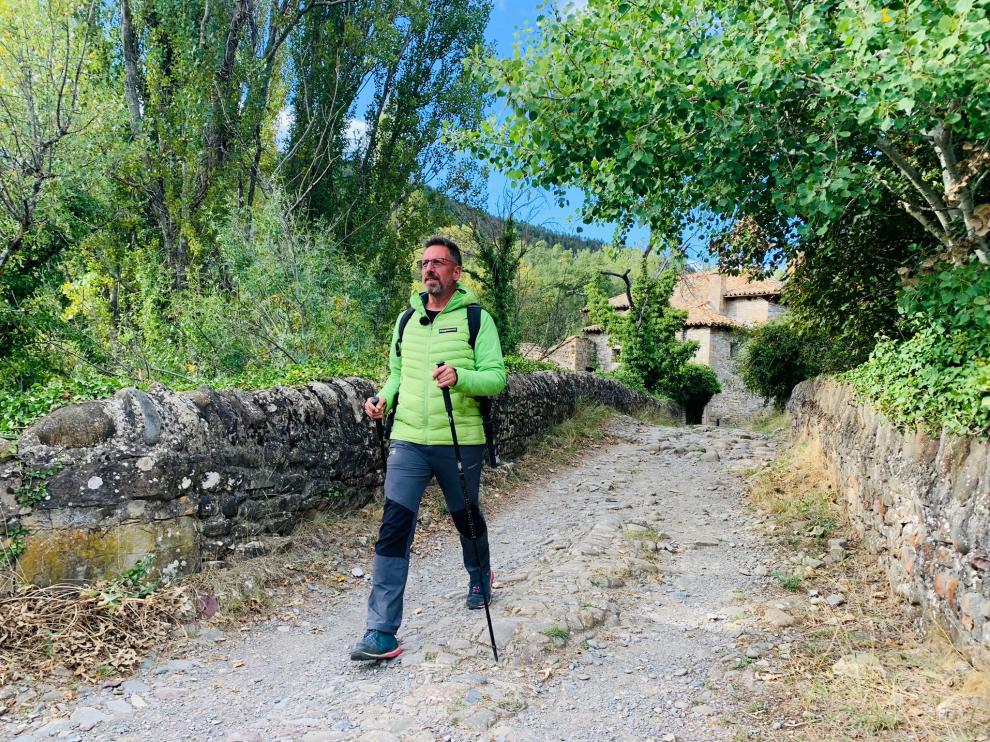 Mariano Navascués durante la etapa de Somport a Jaca.