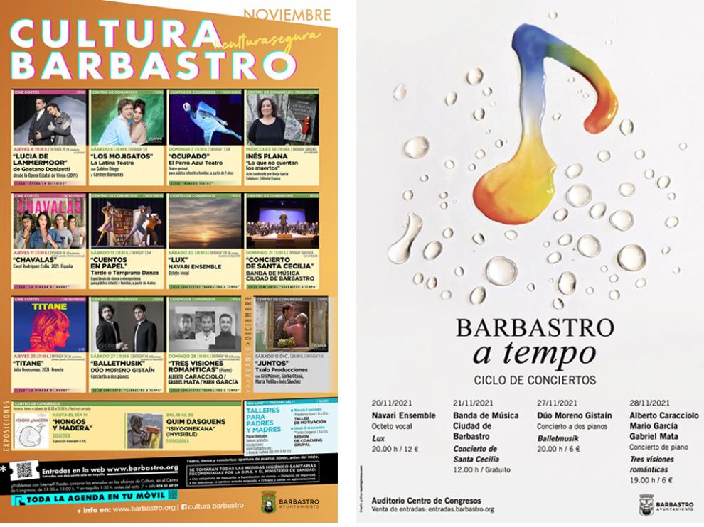 Carteles de "Otoño Cultural" y "Barbastro A Tempo".
