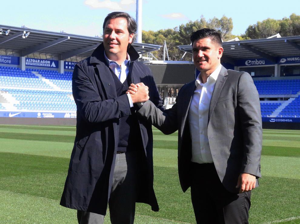 Rubén García y Xisco, en El Alcoraz.