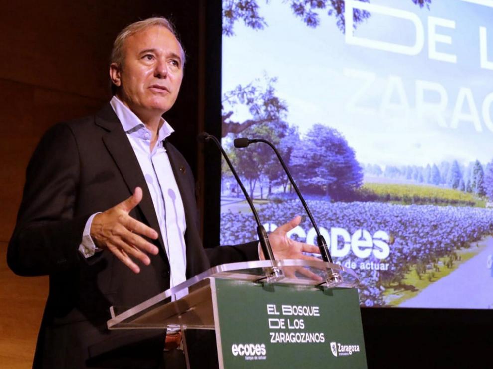 Jorge Azcón, durante este mes de octubre, en la presentación de la sede electrónica el Bosque de los Zaragozanos.