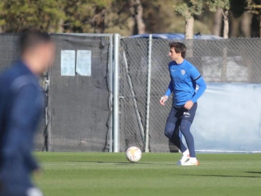 Mosquera, en el entrenamiento de este miércoles.