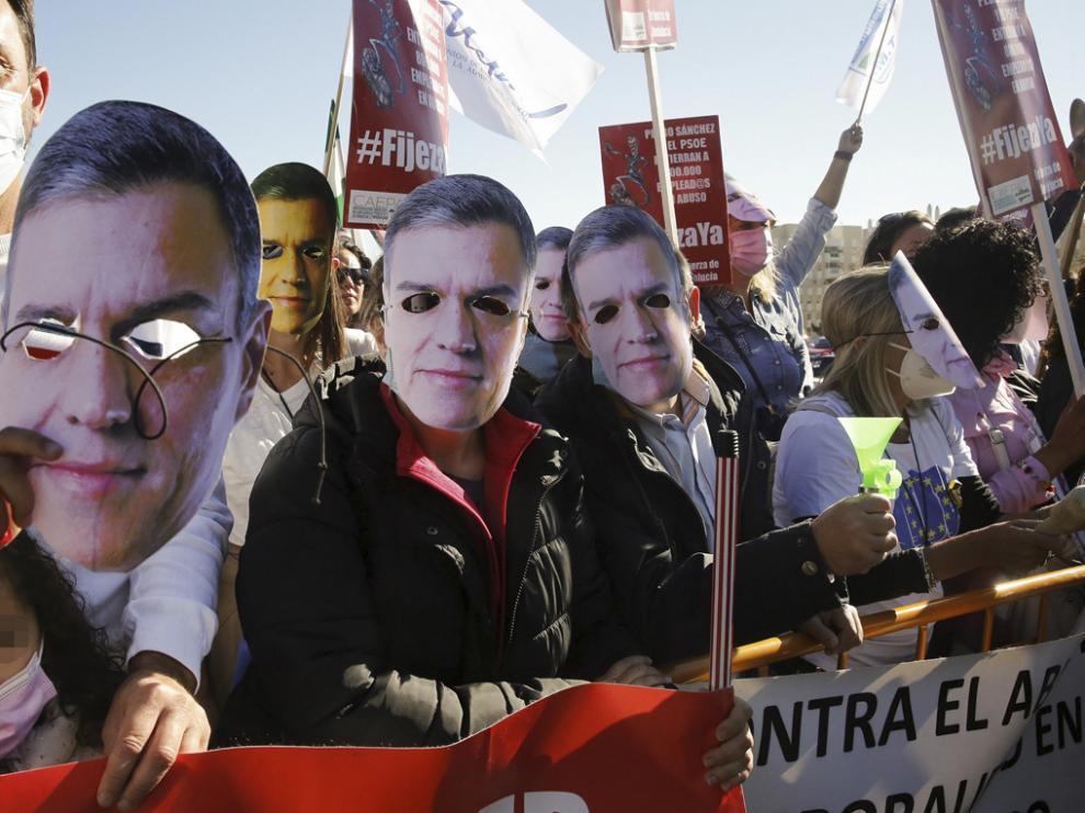 Protesta de interinos para denunciar la precariedad en sus puestos de trabajo.