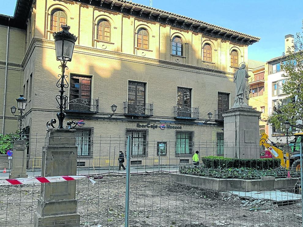 Obras en la plaza de la Inmaculada de Huesca