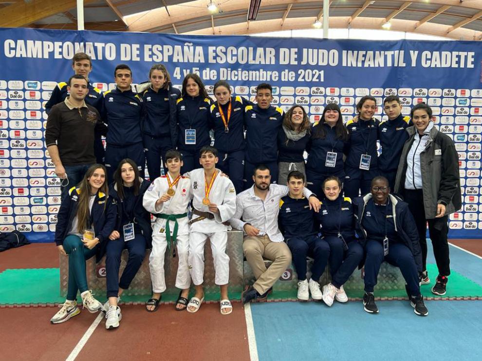 Representación de los clubes Judo Huesca y Judo Binéfar en el torneo del fin de semana.