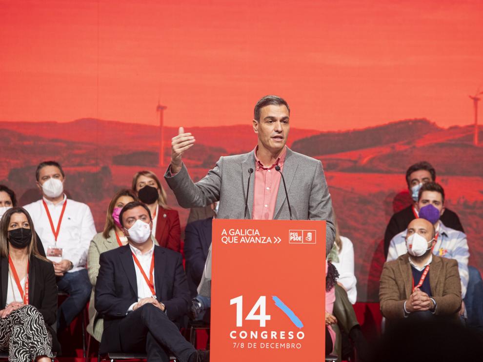 Pedro Sánchez en el Congreso del PSOE gallego.