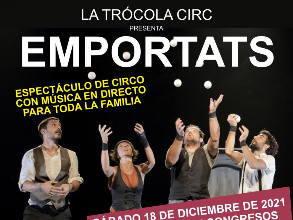 ‘Emportats’ es un espectáculo de circo para todos los públicos que combina acrobacia, malabares, música y trabajo con objetos.