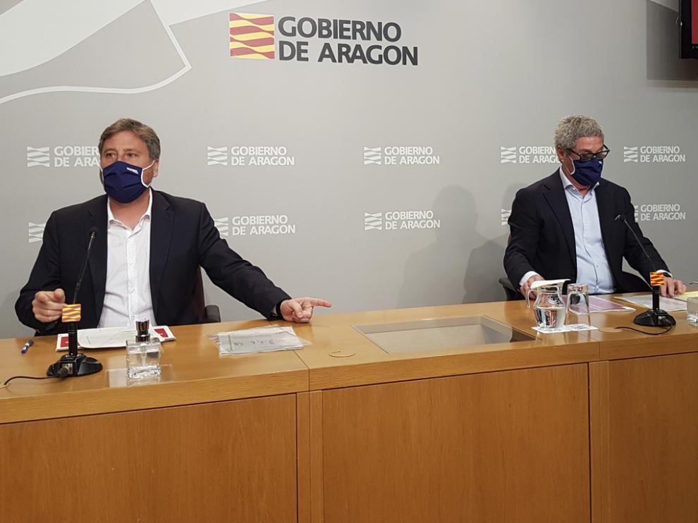 José Luis Soro y Gregorio Briz, durante su comparecencia en rueda de prensa.