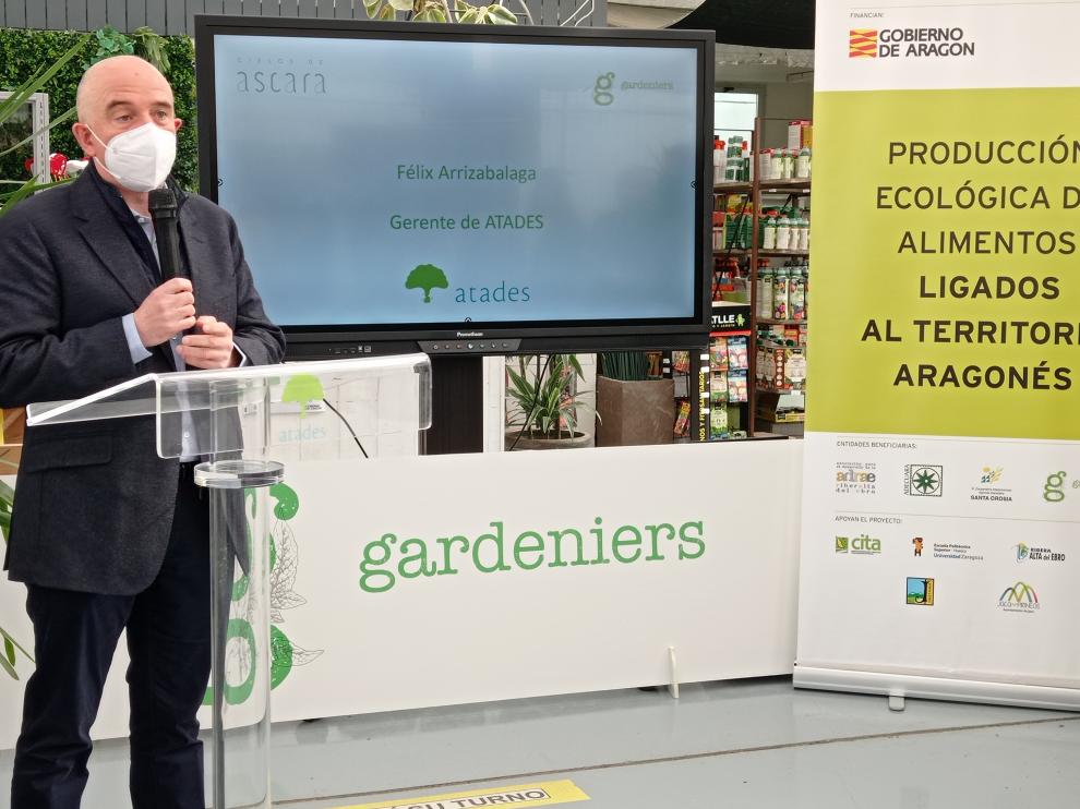El gerente de Atades, Félix Arrizabalaga, en la presentación de las jornadas gastronómicas.