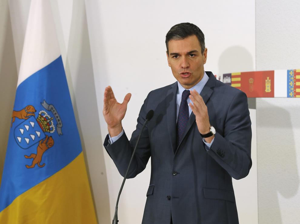 Sánchez, durante su intervención en la reunión de la XXVI Conferencia de Presidentes en Los Llano de Aridane