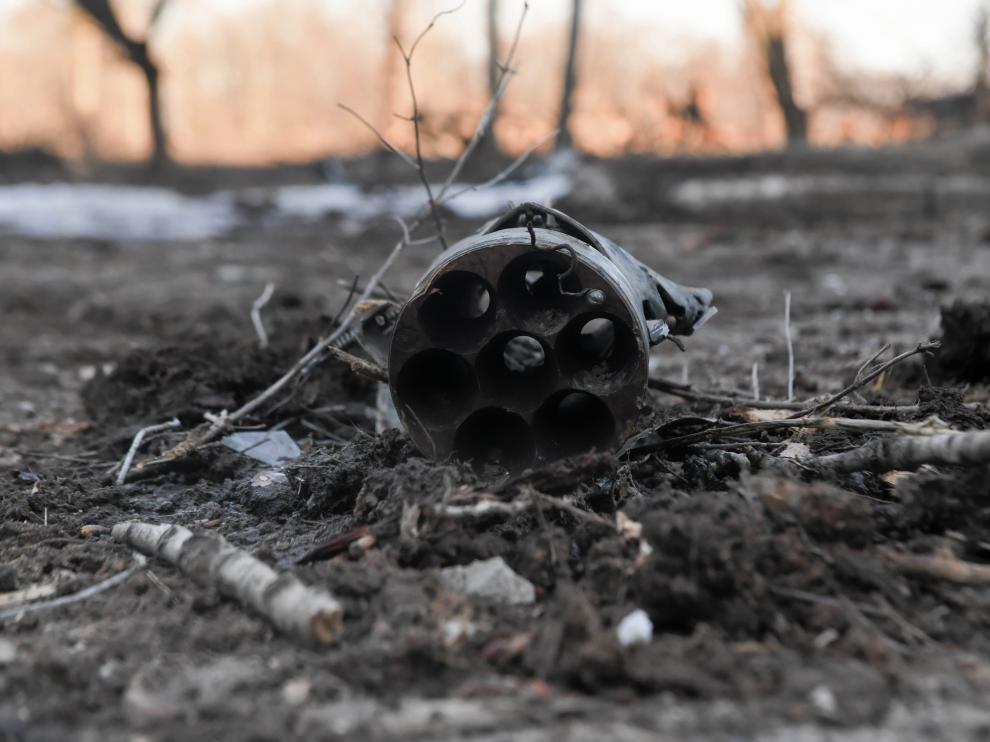 Restos de un misil en Lisne, cerca de Kharkiv, Ucrania UKRAINE RUSSIA CONFLICT