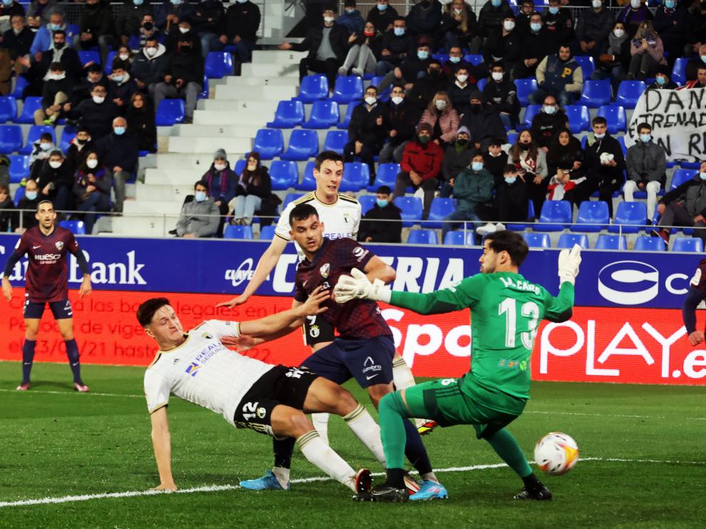 Florian Miguel estuvo encima de la jugada del gol ante el Burgos que marcó un defensa en propia puerta.