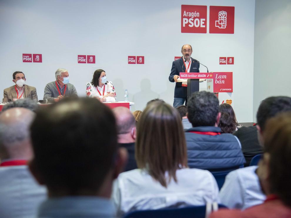 Javier Lambán durante su intervención en el Comité Regional del PSOE.