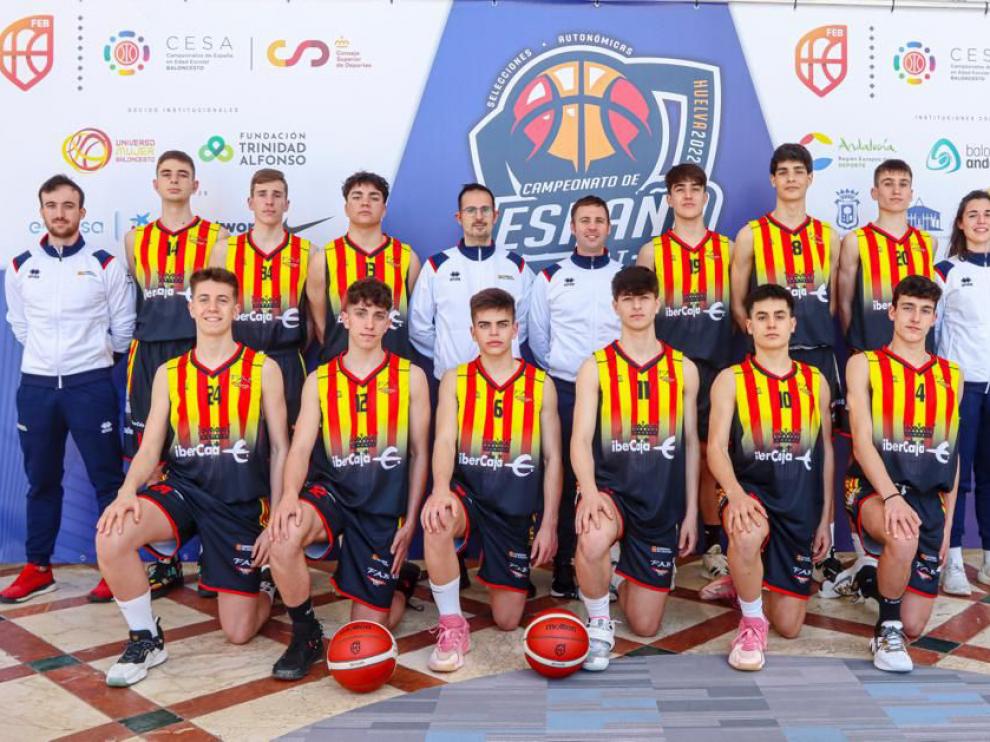 Selección cadete masculina de Aragón, en la que han jugado los dos barbastrenses.
