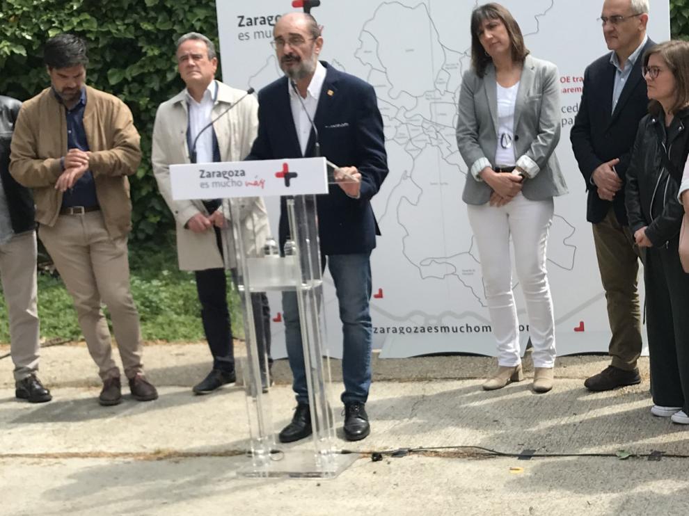 Lambán este miércoles en la presentación de una campaña en Zaragoza.