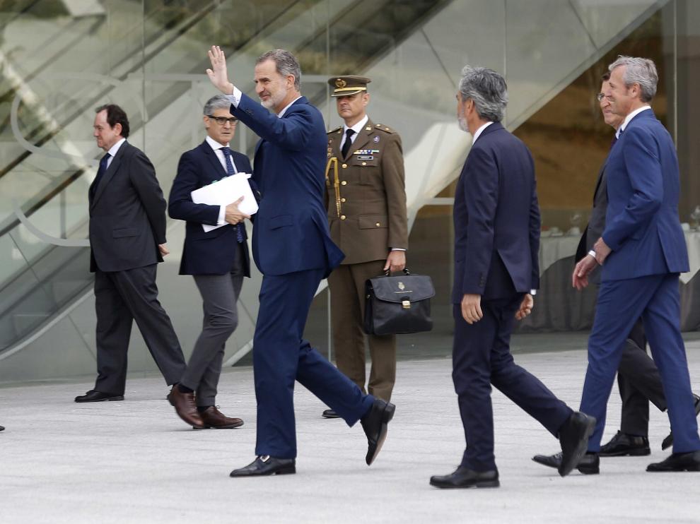 El Rey Felipe VI a su llegada a la inauguración de la Ciudad de la Justicia en Vigo.