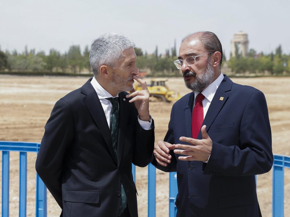 Lambán junto al ministro de Interior, Fernando Grande Marlaska
