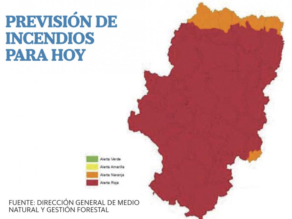 Previsión de incendios para el viernes 17 de junio.