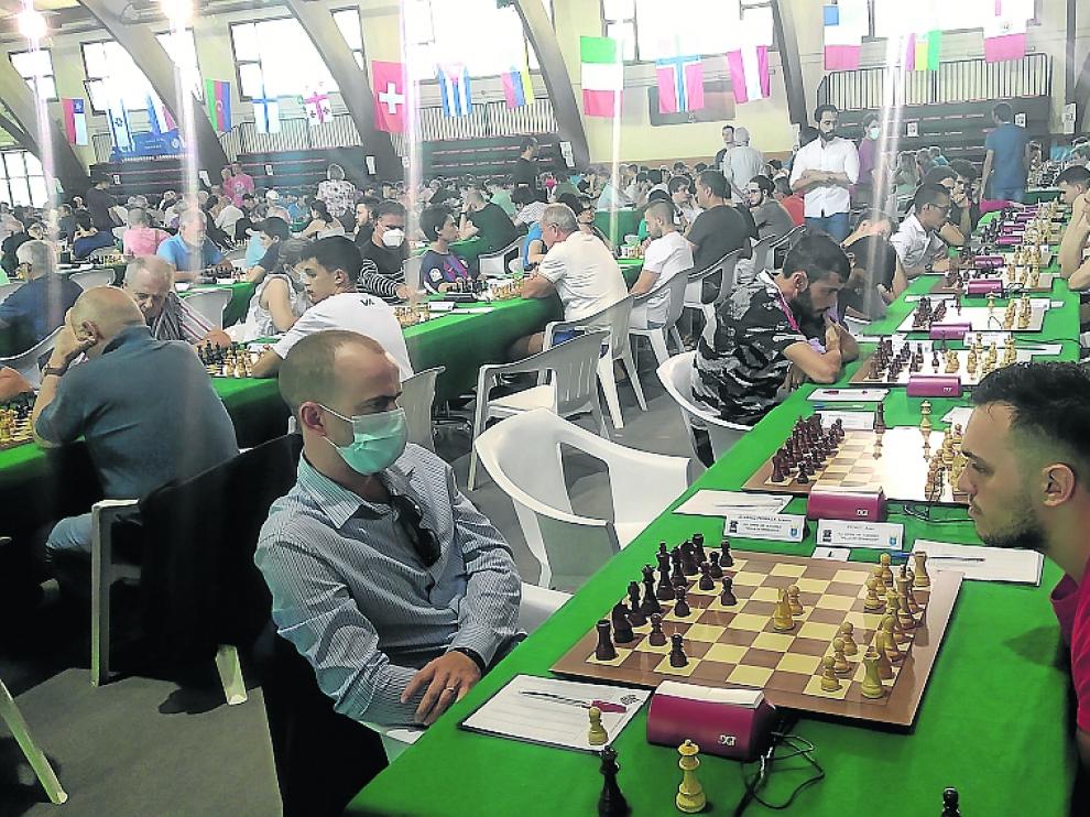 Imagen de los primeros tableros ayer en la cuarta ronda.