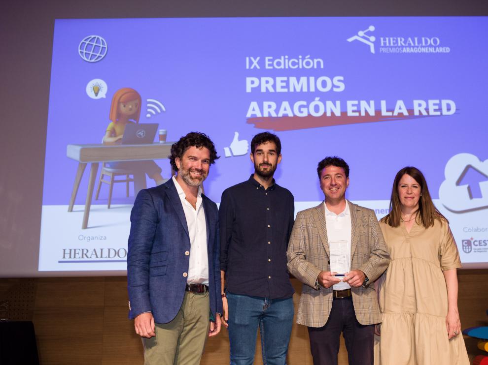 ïñigo de Yarza, Alberto Portolés, Fernando Blasco y Alicia Pac en la gala oficial de la IX edición de Premios Aragón en la Red.