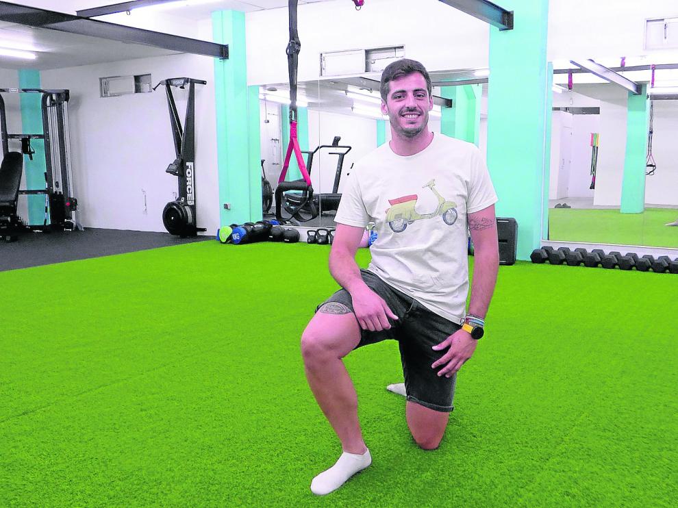 Nacho Torre, en el centro de entrenamiento personal que ha desarrollado en la localidad de Sabiñánigo.