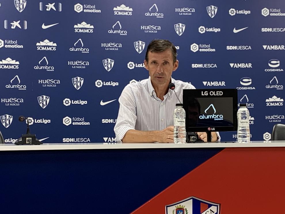 Ziganda en la rueda de prensa previa al partido contra el Oviedo.