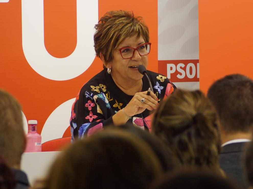 Elisa Sancho durante una intervención en el Comité Provincial de la Federación Altoaragonesa del PSOE.