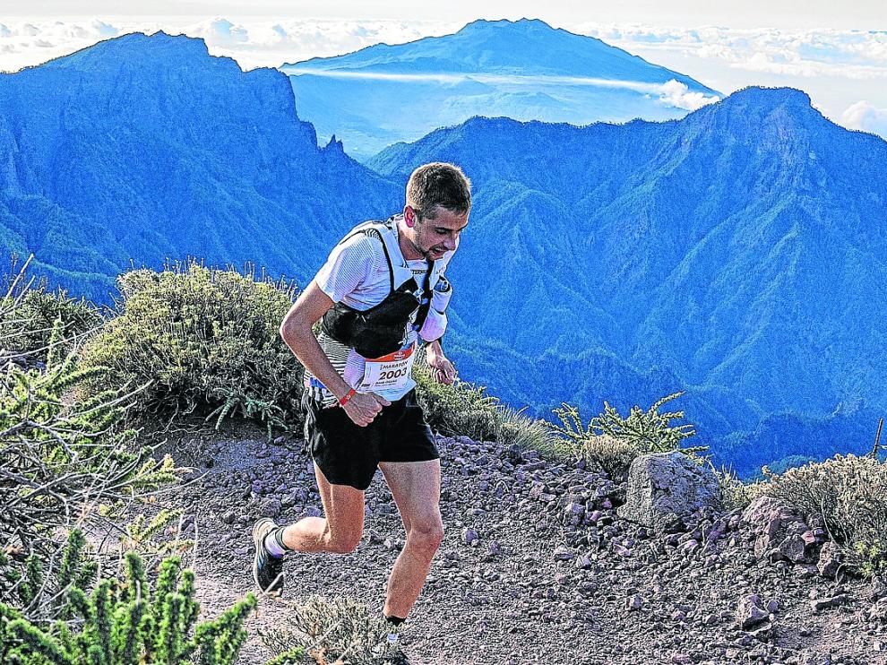 Dani Osanz, durante la maratón de la Transvulcania el sábado