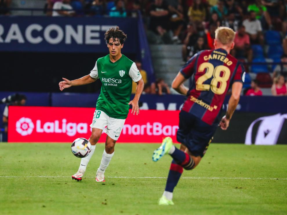 El defensa Hugo Anglada, en el primer partido de liga esta temporada, ante el Levante.