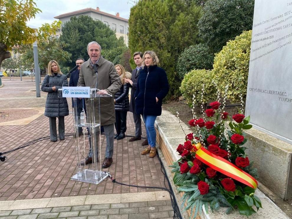 Jorge Azcón, presidente del PP-Aragón, en Tarazona.