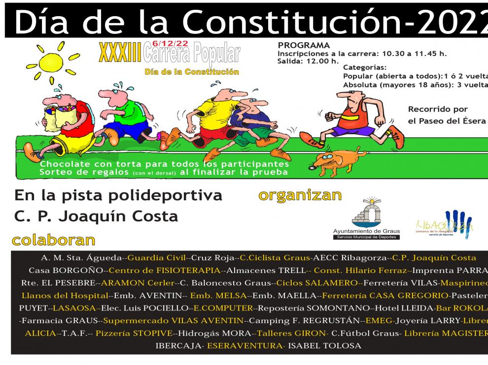 La Carrera de la Constitución está organizada por el Ayuntamiento de Graus, en colaboración con el Servicio Comarcal de Deportes.