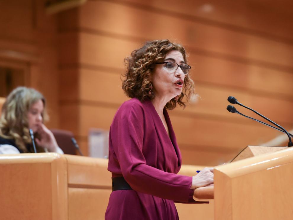 La ministra de Hacienda, María Jesús Montero, ha defendido en el Senado los Presupuestos.