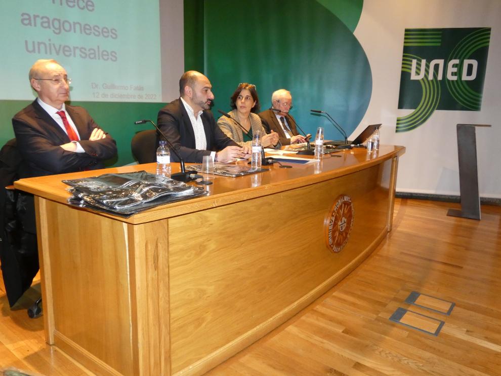 Ángel Luis Monge, Fernando Torres, Ángeles Pérez y Guillermo Fatás, en la apertura oficial celebrada este lunes.