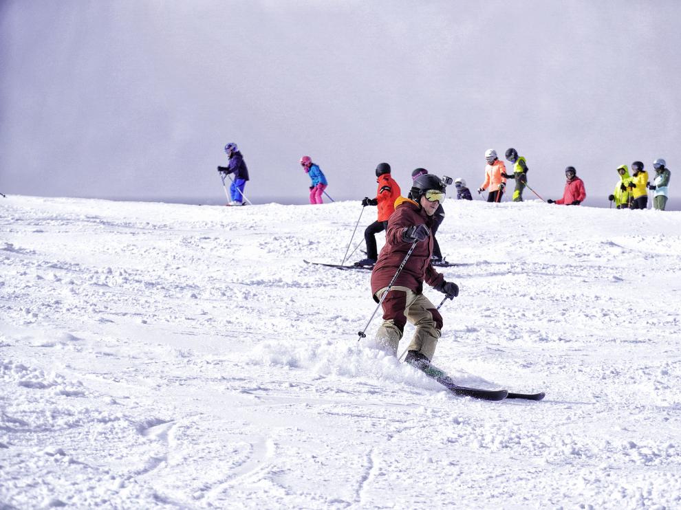 Esquiadores en la estación de Aramón Cerler, esta semana.