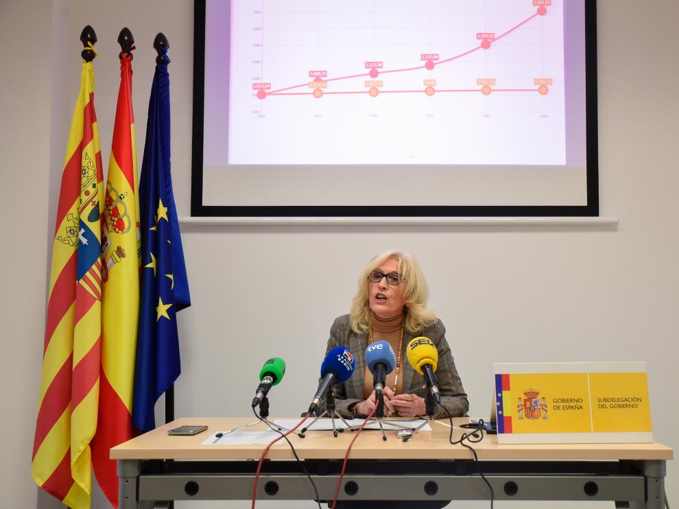 La subdelegada del Gobierno en Huesca, Silvia Salazar, en rueda de prensa.