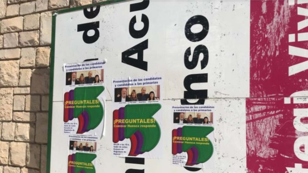 Ciudadanos denuncia a Cambiar Huesca ante la Junta Electoral por colocar carteles electorales