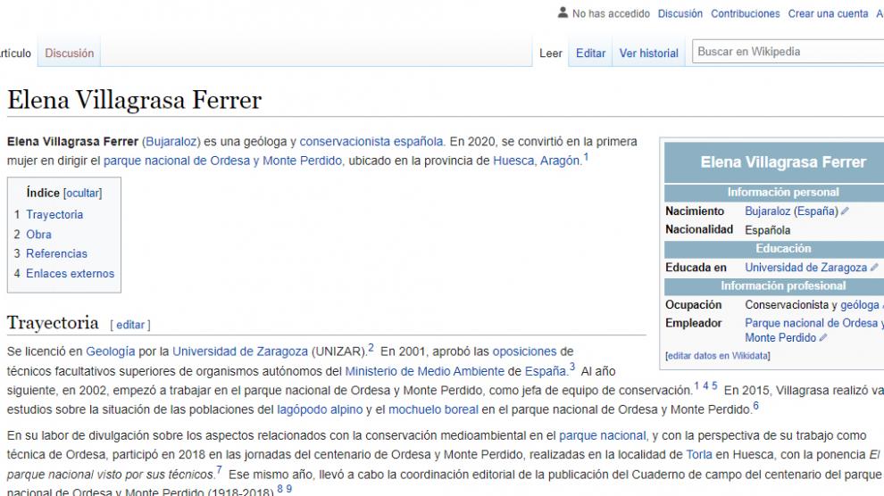 Elena Villagrasa Ferrer tiene ya su espacio en Wikipedia gracias a la Comunidad Aspasia.