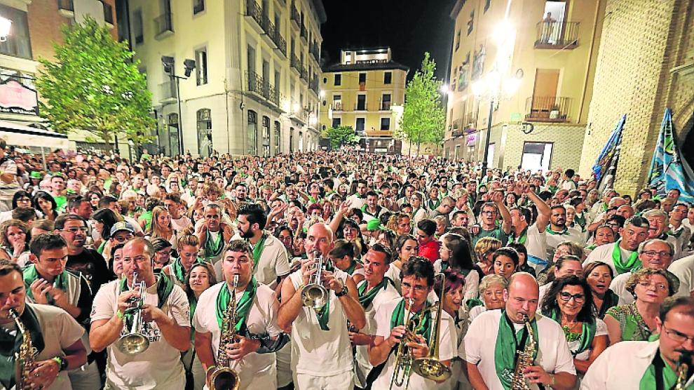 Charanga durante la Despedida al Santo en las fiestas de San Lorenzo de 2019.