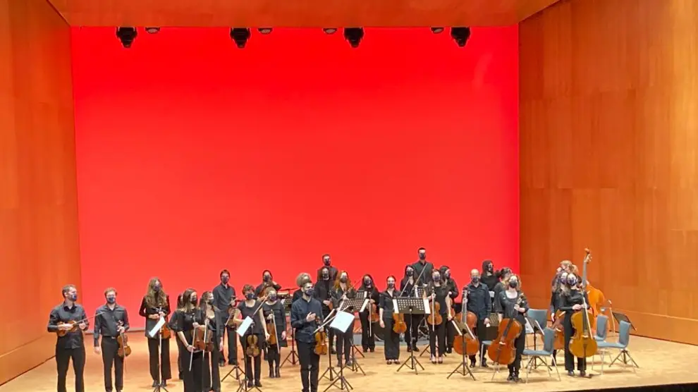 Imagen del concierto de Navidad de la Orquesta de Cámara de Huesca el año pasado.