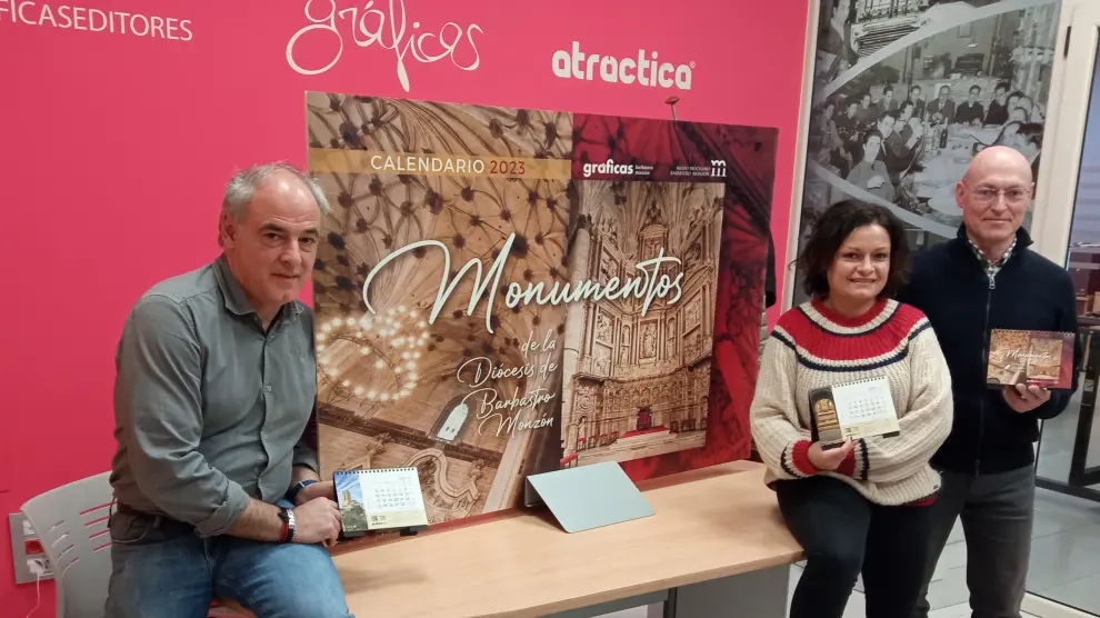 Javier Franco, Aída Rodríguez y Miguel Hecho, de Gráficas Barbastro-Monzón.