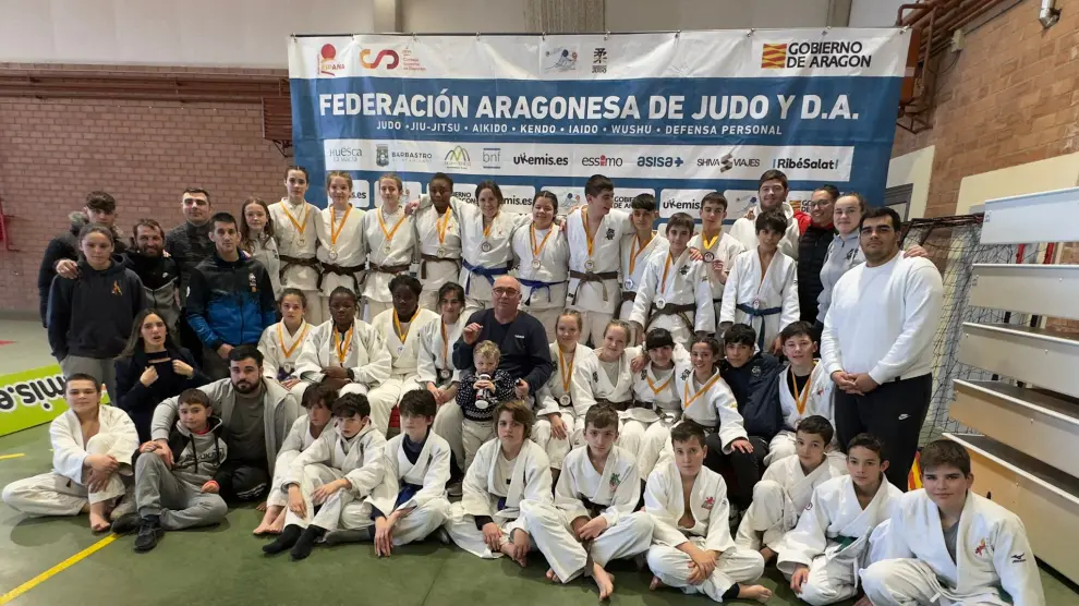 Infantiles de Judo Binéfar, Judo Huesca, CAS, Tamarite y Valle de Benasque.