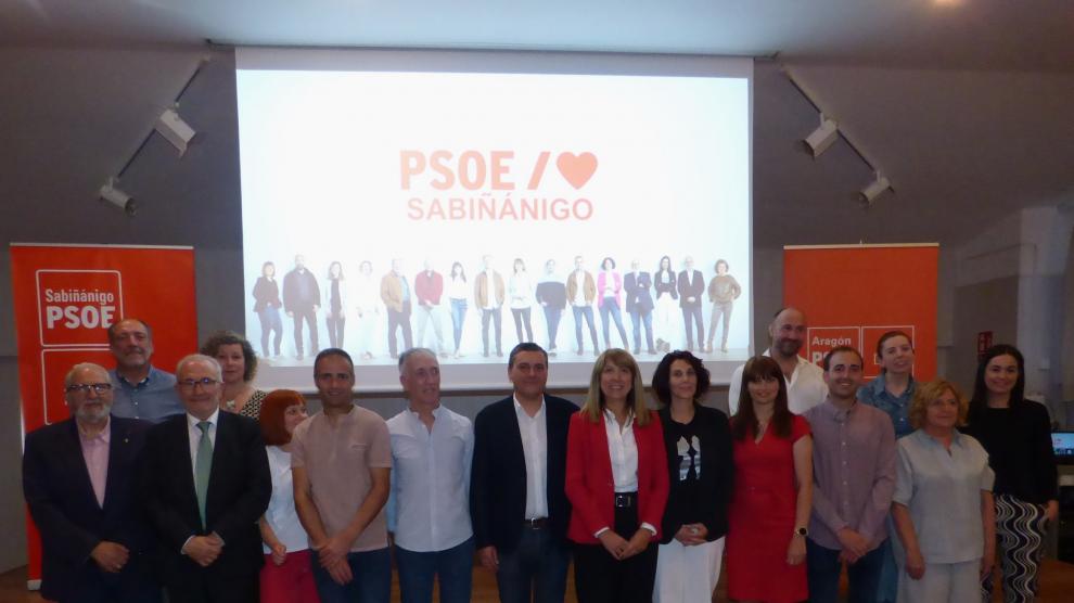 Candidatura del PSOE de Sabiñánigo con Fernando Sabés, secretario general del PSOE Alto Aragón.