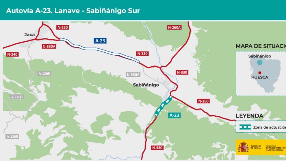 Mitma licita por más de 115 millones de euros las obras del último tramo de la autovía A-23 entre Lanave y Sabiñánigo Sur