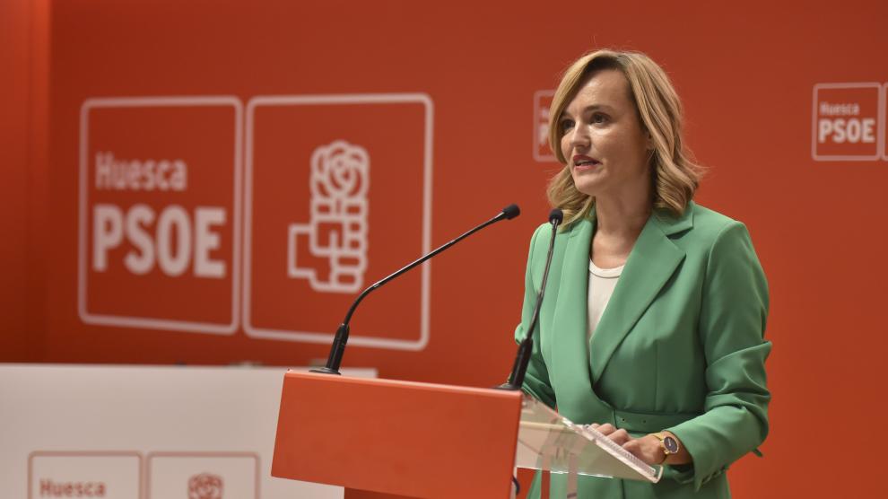 Pilar Alegría, portavoz del Partido Socialista, durante la rueda de prensa.