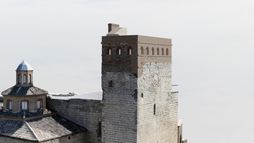 Aspecto de la propuesta de intervención en la torre del Castillo de Almudévar.