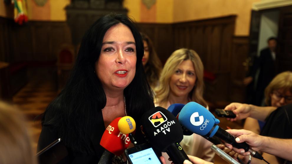 Lorena Orduna en una comparecencia reciente ante los medios de comunicación.