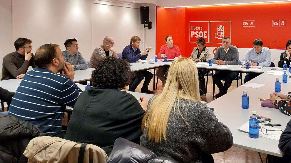 Un momento de la Comisión Ejecutiva Provincial del PSOE del Alto Aragón celebrada este lunes.