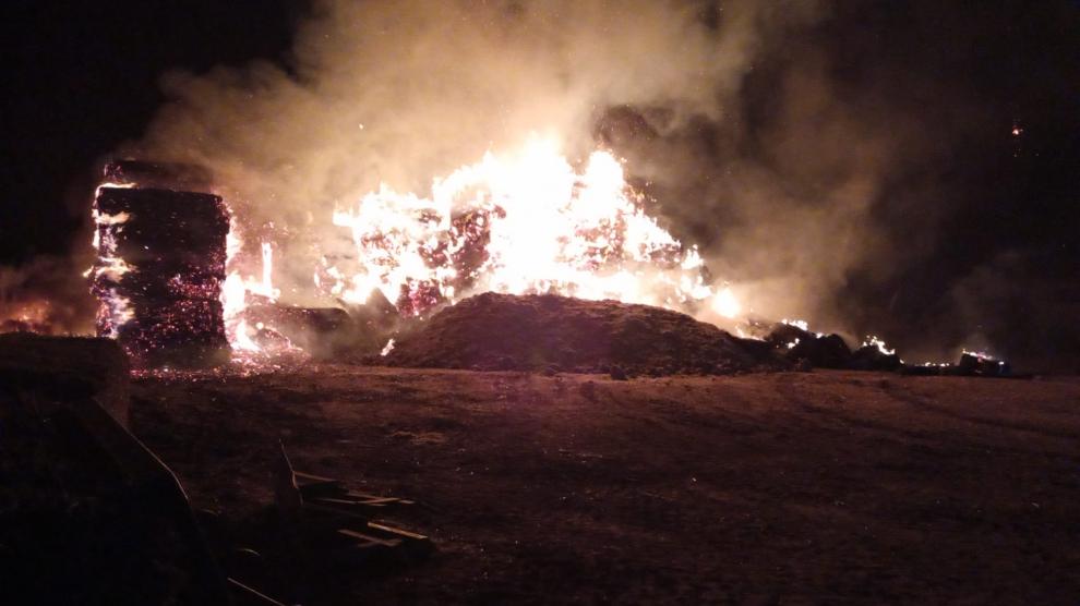 Imagen del incendio ocurrido en Sangarrén.