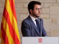 El presidente catalán, Pere Aragonès, aunció la exclusión de Junts de la mesa de diálogo por Cataluña. FOTO