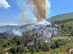 El incendio se ha declarado en una zona boscosa, cerca del alto de Bonansa, de acceso complicado.
