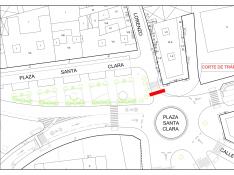 Plano que muestra el punto en el que se procederá el corte al tráfico en la calle San Lorenzo.